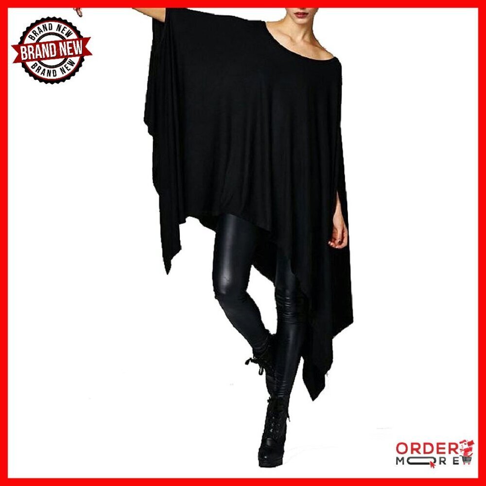 Oversize Batwing Dolman Tunic Dress Top - Loose Fit Stretchy Material